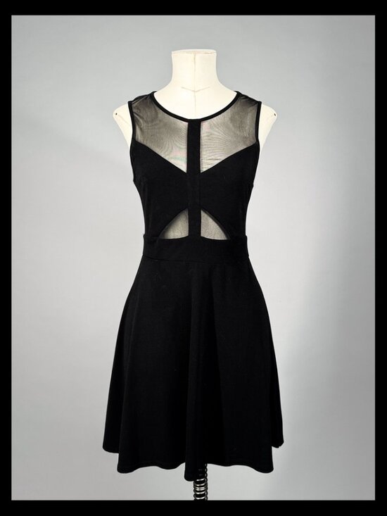 silence + noise Dresses & Skirts - Silence + Noise Black Mesh Cutout Mini Dress Size Medium